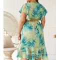 Plus Size Casual Women Unregelmäßiges Kurzarmkleid